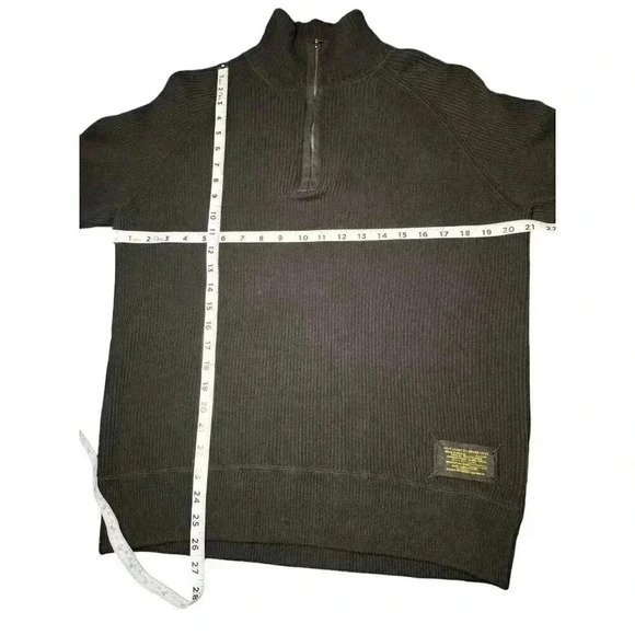 Polo Ralph Lauren Sweater Mens Medium Black 1/4 Zip Fishermans Knit Pullover - Picture 6 of 11